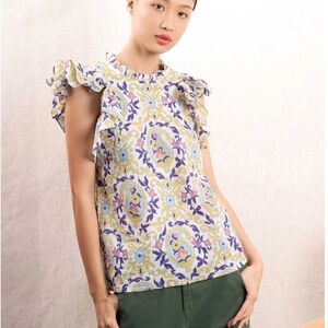 Banjanan Klara flutter sleeveless floral paisley  Top- Size L